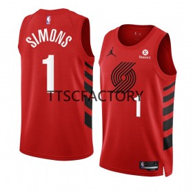 Maillot NBA Portland Trail Blazers Anfernee Simons 1 Nike 2022-23 Statement Edition Rouge Swingman - Homme